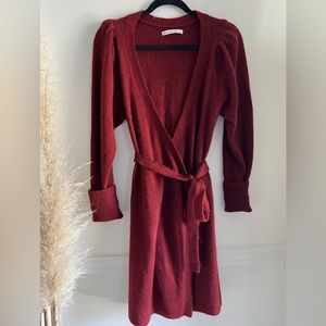 Abercrombie & Fitch Red Wrap Sweater Dress